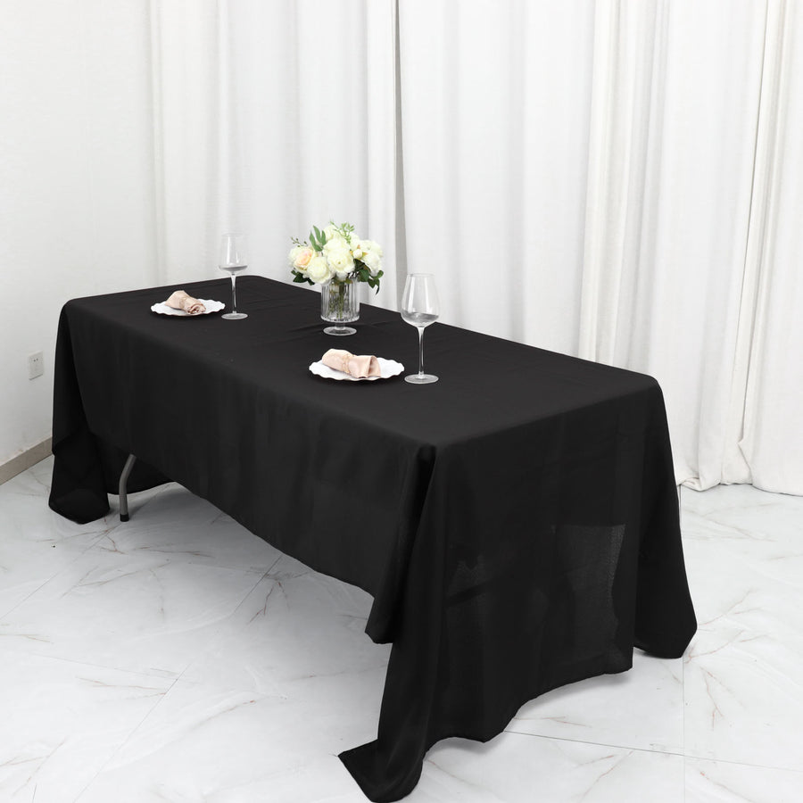 60x126Inch Black Seamless Polyester Rectangular Tablecloth