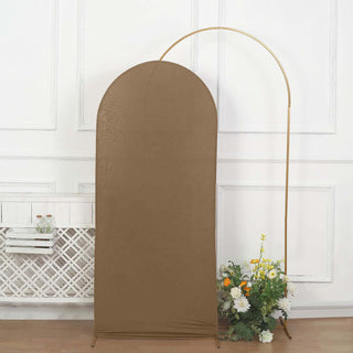 6ft Matte Taupe Spandex Fitted Chiara Backdrop Stand Cover for Round Top Wedding Arch 6ft Matte Taupe Spandex Fitted Chiara Backdrop Stand Cover for Round Top Wedding Arch