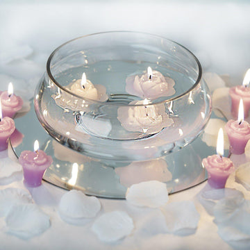 7" Floating Candle Glass Bowl Centerpiece, Multi Purpose Table Decor