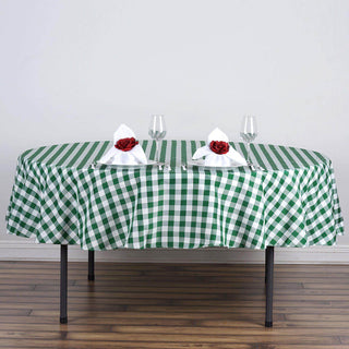 White/Green Buffalo Plaid Round Tablecloth White/Green Buffalo Plaid Round Tablecloth