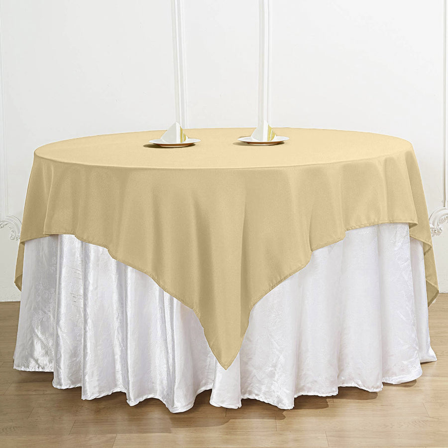 70inch Champagne Square Polyester Table Overlay