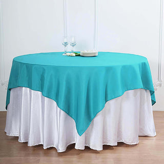 Turquoise Square Polyester Table Overlay Turquoise Square Polyester Table Overlay