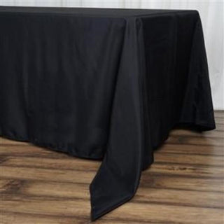 Black Seamless Premium Polyester Rectangular Tablecloth - Add Elegance to Your Event Décor