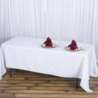 Elevate Your Event with the 72"x120" White Seamless Premium Polyester Rectangular Tablecloth