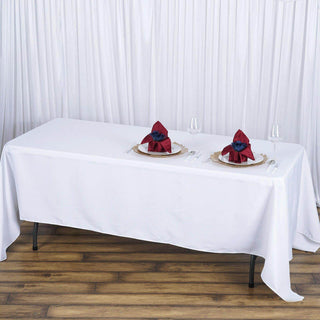 Elevate Your Event with the 72"x120" White Premium Polyester Rectangular Tablecloth Elevate Your Event with the 72"x120" White Premium Polyester Rectangular Tablecloth