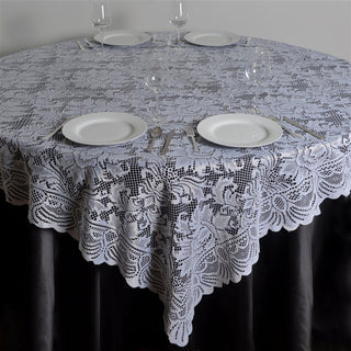 Elegant White Victorian Lace Table Overlay for Stunning Event Decor