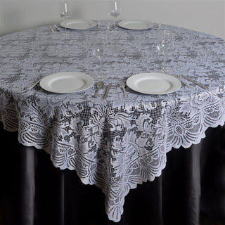 Elegant White Victorian Lace Table Overlay for Stunning Event Decor Elegant White Victorian Lace Table Overlay for Stunning Event Decor