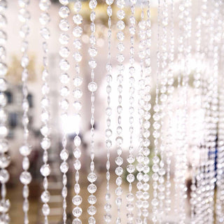 Elegant Silver 8ft Crystal Diamond Beaded Curtain for Stunning Event Decor