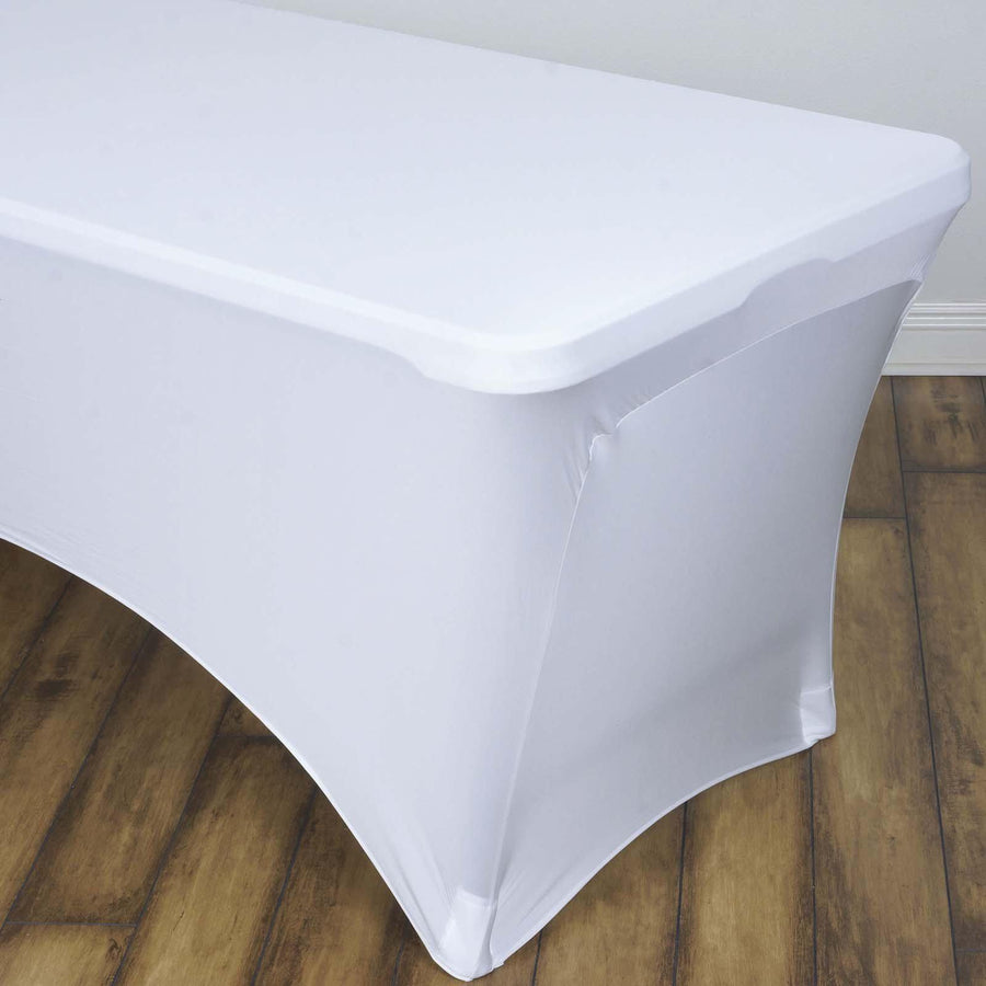 8 Ft Rectangular Spandex Table Cover - White
