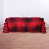 Buffalo Plaid Tablecloth | 90x132 Rectangular | Black/Red | Checkered Polyester Linen Tablecloth