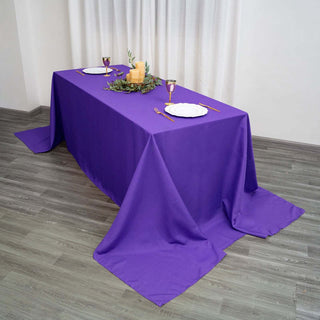 Create a Stunning Tablescape with the 90"x156" Purple Seamless Polyester Rectangular Tablecloth Create a Stunning Tablescape with the 90"x156" Purple Seamless Polyester Rectangular Tablecloth