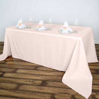 Blush 90"x156" Seamless Polyester Rectangular Tablecloth Blush 90"x156" Seamless Polyester Rectangular Tablecloth