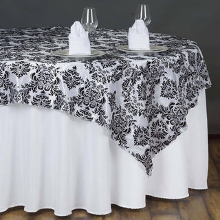 Elegant Black Damask Flocking Square Table Overlay Elegant Black Damask Flocking Square Table Overlay