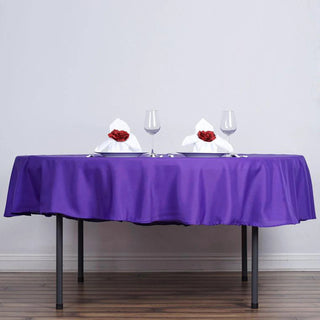 Elevate Your Event Decor with the 90" Purple Seamless Polyester Round Tablecloth