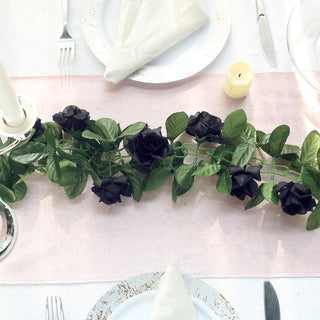 Elevate Your Event Décor with a Black Artificial Silk Rose Garland