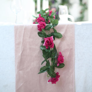 Add a Pop of Fuchsia to Your Decor with our UV Protected 6ft Fuchsia Artificial Silk Rose Garland
