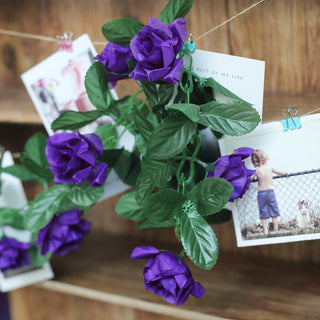 Add Vibrant Purple Elegance to Your Event with Our 6ft Purple Artificial Silk Rose Garland