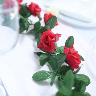 Create a Captivating Atmosphere with the 6ft Red Artificial Silk Rose Garland