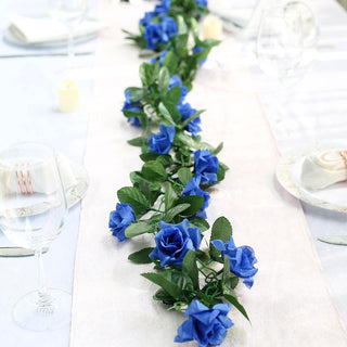 Add Vibrant Elegance to Your Décor with the Royal Blue Artificial Silk Rose Garland