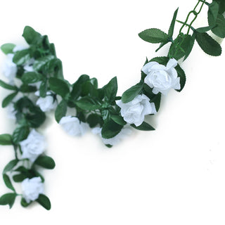 Create a Magical Garden with the White Artificial Silk Rose Garland