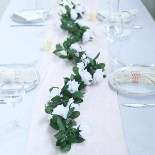 Durable and Versatile White Artificial Silk Rose Garland