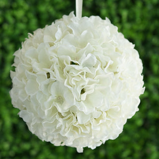 Create a Timeless Look with Cream Artificial Silk Hydrangea Kissing Flower Balls