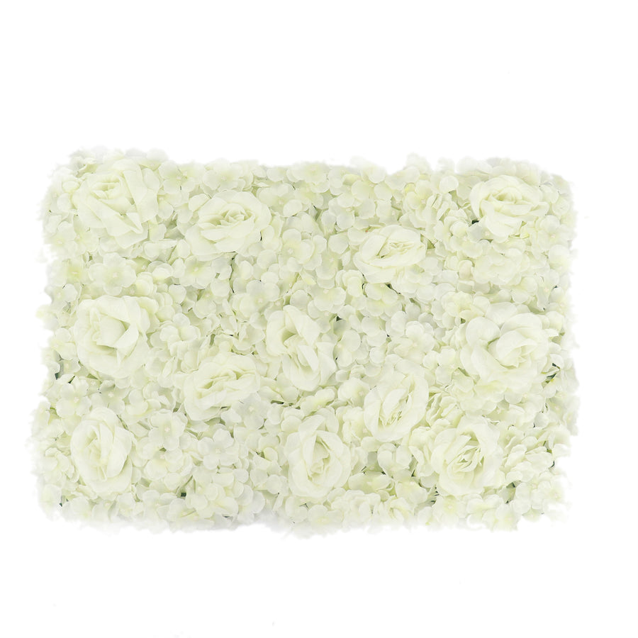11 Sq ft. | Cream 3D Silk Rose and Hydrangea Flower Wall Mat Backdrop