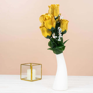 Add Elegance to Your Event with Gold Artificial Premium Silk Flower Rose Bud Bouquets Add Elegance to Your Event with Gold Artificial Premium Silk Flower Rose Bud Bouquets