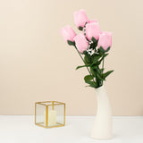 12 Bushes | Pink Artificial Premium Silk Flower Rose Bud Bouquets