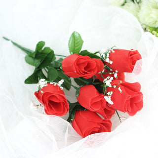 Brighten Up Your Décor with Red Artificial Premium Silk Flower Rose Bud Bouquets