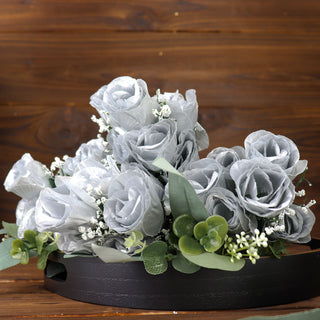 Unleash Your Creativity with Versatile Silver Artificial Premium Silk Flower Rose Bud Bouquets