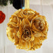 2 Pack | 7inch Gold Artificial Silk Rose Flower Ball, Silk Kissing Ball