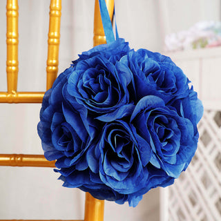 Add a Touch of Elegance with Royal Blue Silk Rose Kissing Balls Add a Touch of Elegance with Royal Blue Silk Rose Kissing Balls