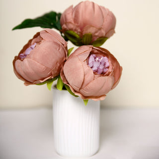 Dusty Rose Artificial Silk DIY Craft Peony Flower Heads