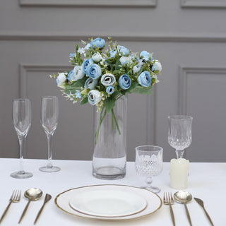 Bring the Beauty of Dusty Blue to Your Event with Lifelike Artificial Dusty Blue Ranunculus Silk Flower Bouquets