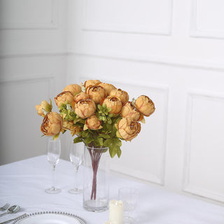 Create Stunning Floral Arrangements with Gold Silk Peony Flower Bouquets