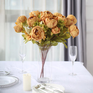 Add Elegance to Your Event with Gold Artificial Peony Flower Wedding Bouquets