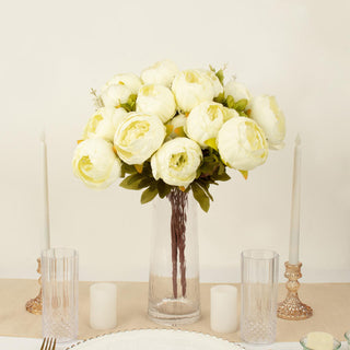 Elegant Ivory Artificial Peony Flower Wedding Bouquets
