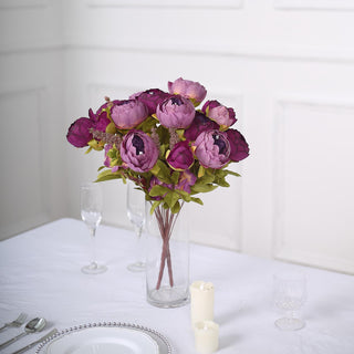 Elevate Your Event Decor with Lush Purple Silk Peony Flower Bouquets