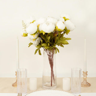Elegant White Artificial Peony Flower Wedding Bouquets