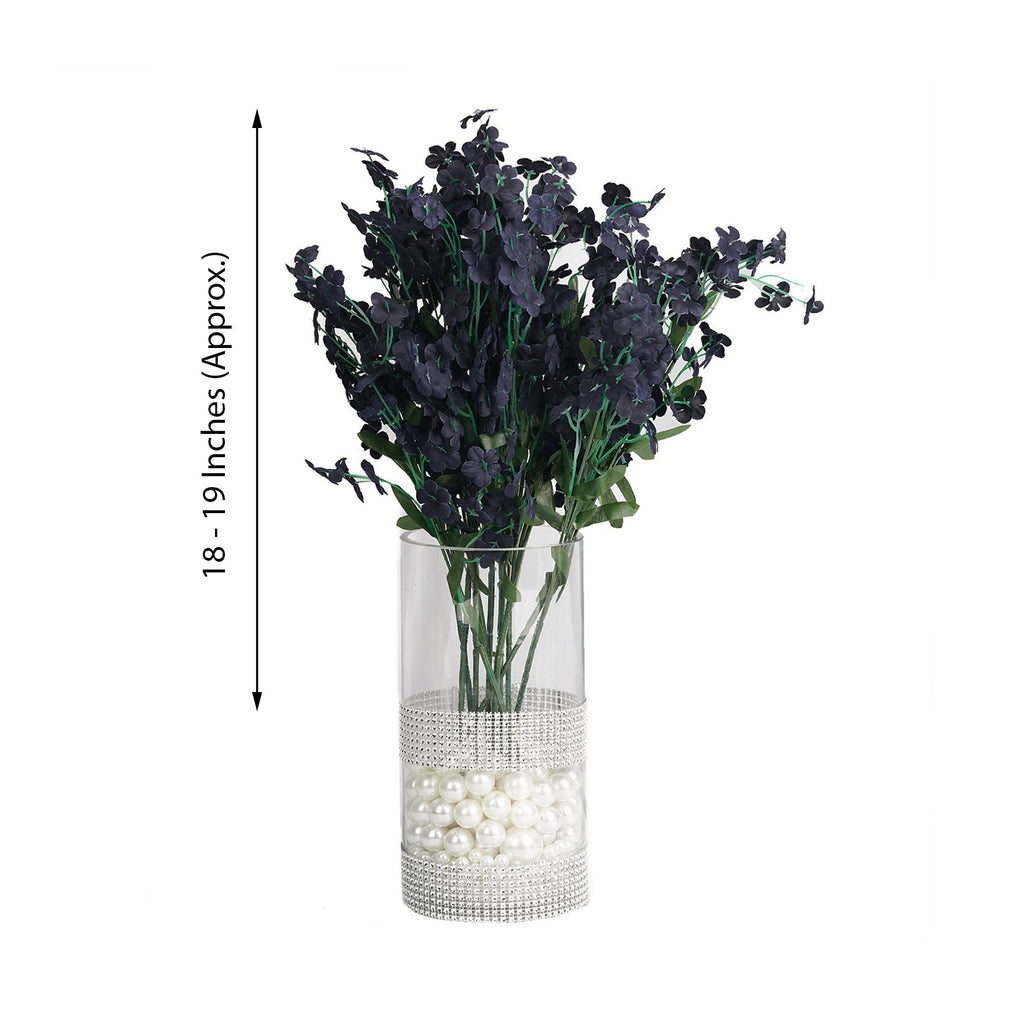 12 Stems | Navy Blue Artificial Silk Babys Breath Flower Bushes Spray | by Tableclothsfactory