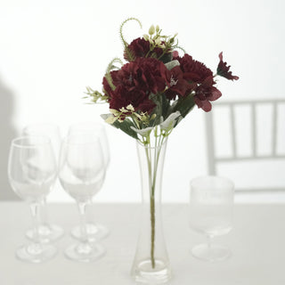 Elegant Burgundy Artificial Silk Carnation Flower Arrangements