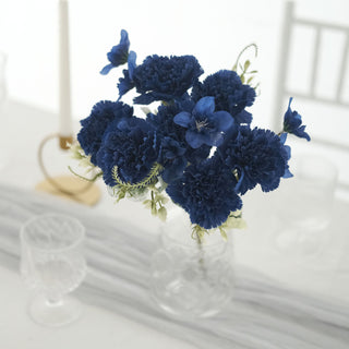 Elegant Navy Blue Artificial Silk Carnation Flower Arrangements