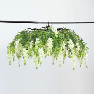 Elegant Cream Artificial Silk Hanging Wisteria Vine Flower Chandelier Elegant Cream Artificial Silk Hanging Wisteria Vine Flower Chandelier
