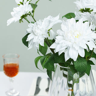 Enhance Your Event Decor with 30" Tall White Artificial Dahlia Silk Flower Stems
