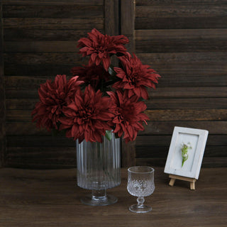 Enhance Your Event Decor with Burgundy Artificial Silk Dahlia Flower Bushes
