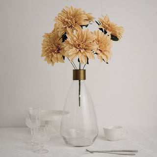 Add Elegance to Your Décor with Champagne Artificial Silk Dahlia Flower Spray Bushes