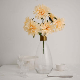 Cream Large Head Artificial Dahlia Bouquet Cream Large Head Artificial Dahlia Bouquet