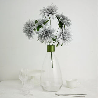Add Elegance with Silver Artificial Silk Dahlia Flower Spray Bushes