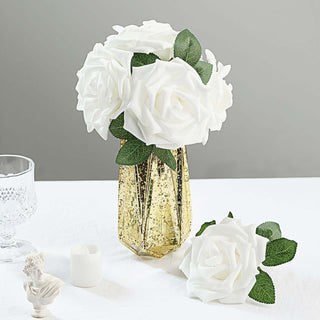 Elegant and Timeless: 24 White Artificial Foam Roses for Stunning Event Decor Elegant and Timeless: 24 White Artificial Foam Roses for Stunning Event Decor